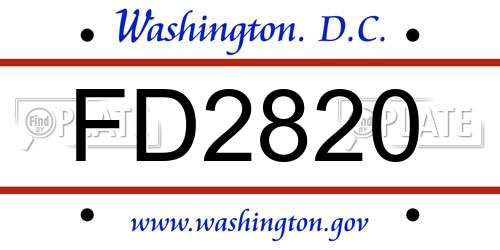 FD2820 District Of Columbia License Plate