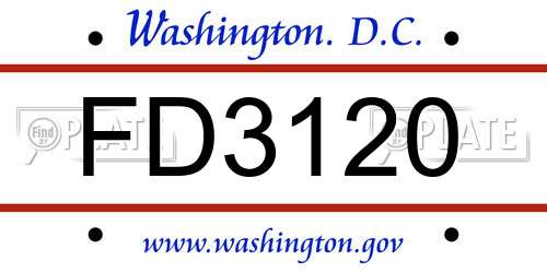 FD3120 District Of Columbia License Plate