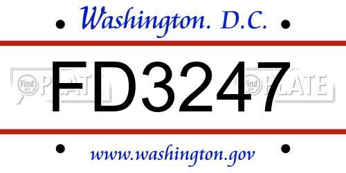 FD3247 District Of Columbia License Plate