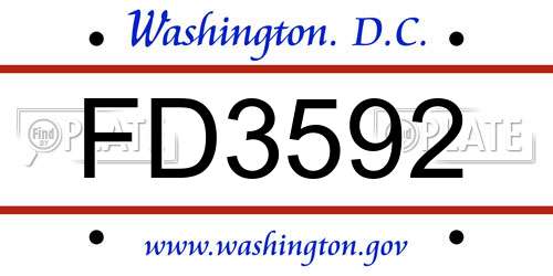 FD3592 District Of Columbia License Plate