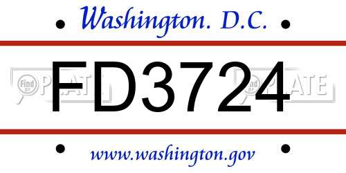 FD3724 District Of Columbia License Plate