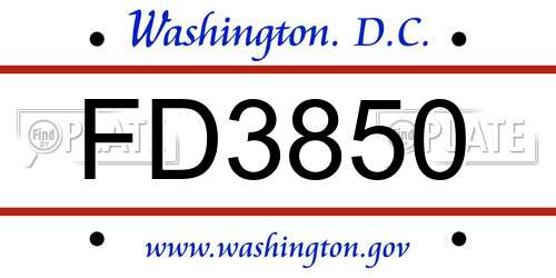 FD3850 District Of Columbia License Plate