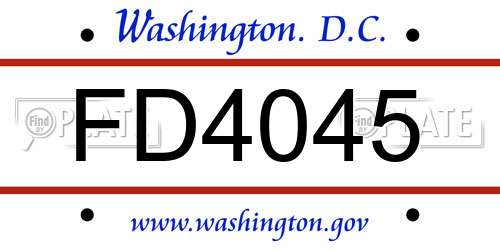 FD4045 District Of Columbia License Plate