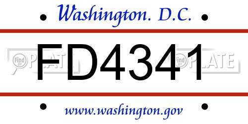 FD4341 District Of Columbia License Plate