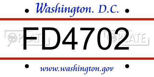 FD4702 District Of Columbia License Plate