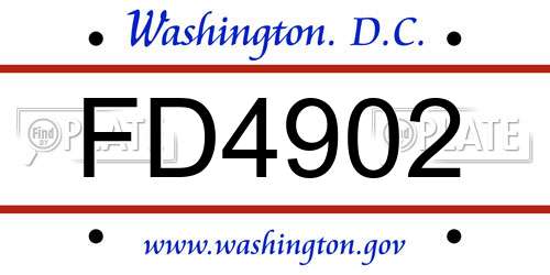 FD4902 District Of Columbia License Plate