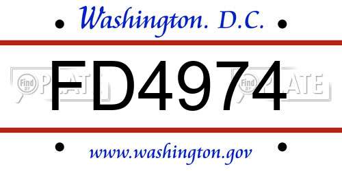 FD4974 District Of Columbia License Plate
