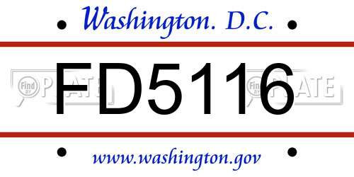 FD5116 District Of Columbia License Plate