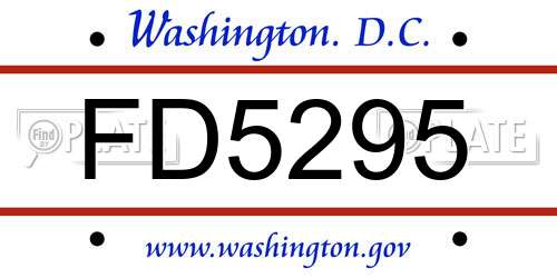 FD5295 District Of Columbia License Plate