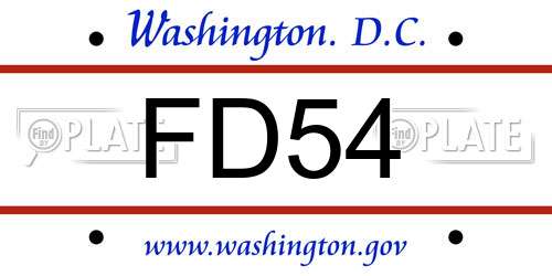 FD54 District Of Columbia License Plate
