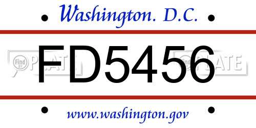 FD5456 District Of Columbia License Plate