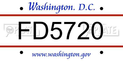 FD5720 District Of Columbia License Plate