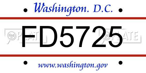 FD5725 District Of Columbia License Plate