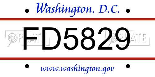 FD5829 District Of Columbia License Plate