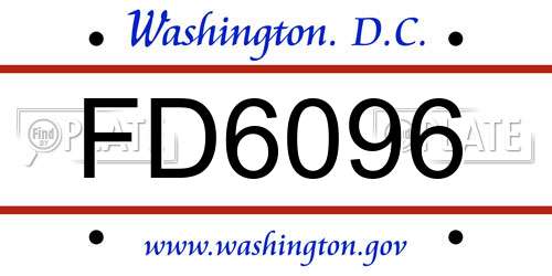 FD6096 District Of Columbia License Plate