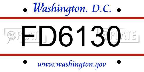 FD6130 District Of Columbia License Plate