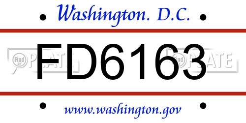 FD6163 District Of Columbia License Plate