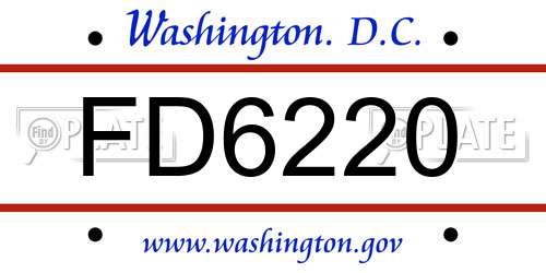 FD6220 District Of Columbia License Plate