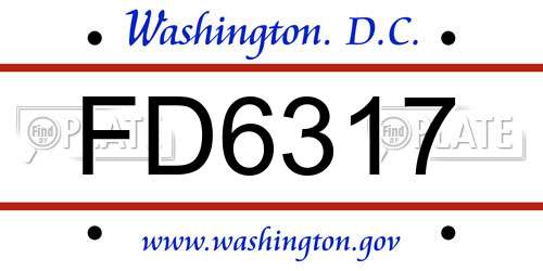 FD6317 District Of Columbia License Plate