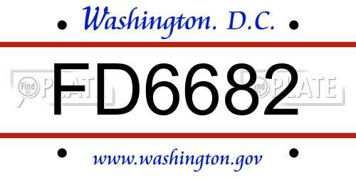 FD6682 District Of Columbia License Plate