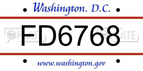 FD6768 District Of Columbia License Plate