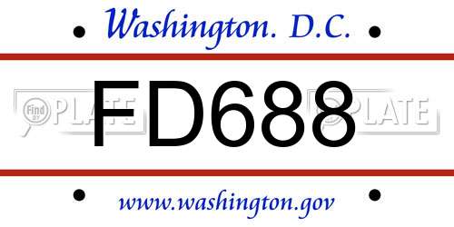 FD688 District Of Columbia License Plate