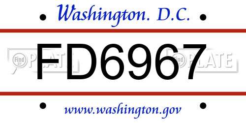 FD6967 District Of Columbia License Plate