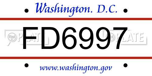 FD6997 District Of Columbia License Plate