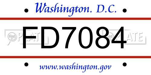FD7084 District Of Columbia License Plate