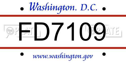 FD7109 District Of Columbia License Plate