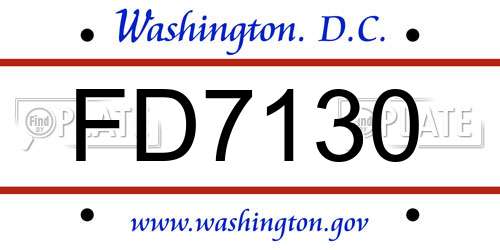FD7130 District Of Columbia License Plate