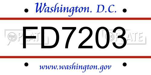 FD7203 District Of Columbia License Plate