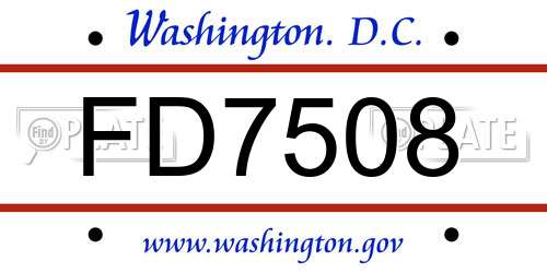 FD7508 District Of Columbia License Plate