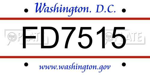 FD7515 District Of Columbia License Plate