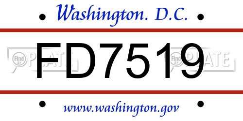 FD7519 District Of Columbia License Plate