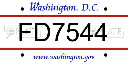 FD7544 District Of Columbia License Plate