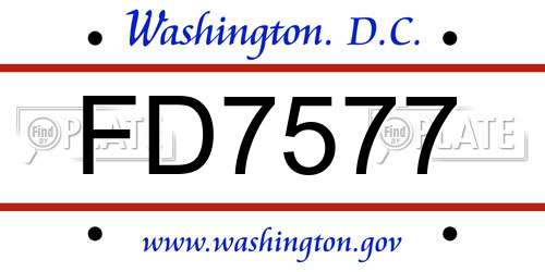 FD7577 District Of Columbia License Plate
