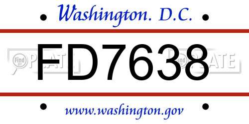 FD7638 District Of Columbia License Plate