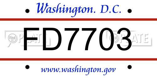 FD7703 District Of Columbia License Plate