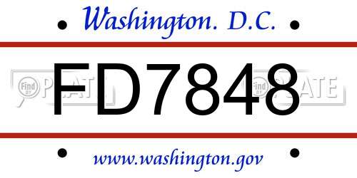 FD7848 District Of Columbia License Plate