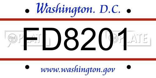 FD8201 District Of Columbia License Plate