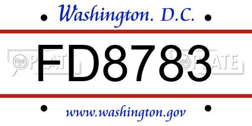 FD8783 District Of Columbia License Plate