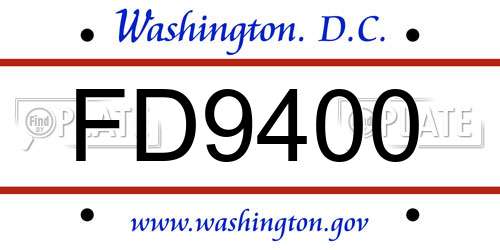 FD9400 District Of Columbia License Plate