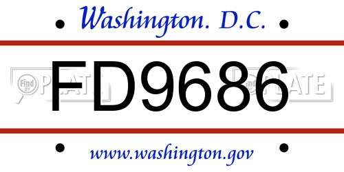 FD9686 District Of Columbia License Plate