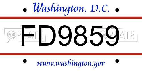 FD9859 District Of Columbia License Plate