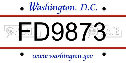 FD9873 District Of Columbia License Plate