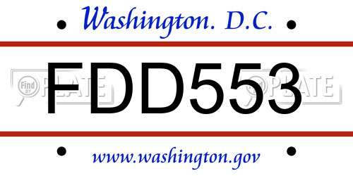 FDD553 District Of Columbia License Plate
