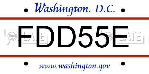 FDD55E District Of Columbia License Plate