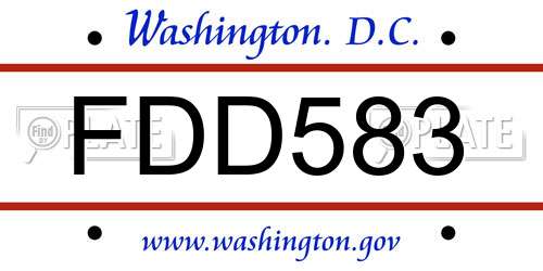 FDD583 District Of Columbia License Plate