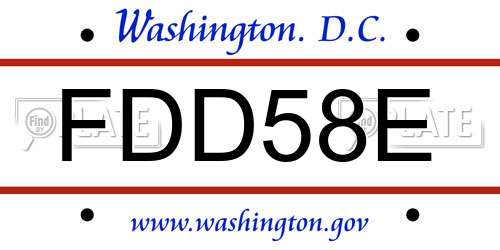 FDD58E District Of Columbia License Plate